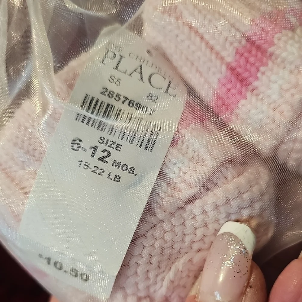 Baby Place Pink Baby Sweater Socks in Sheer Gift Bag Size 6-12 Months
